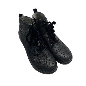 Alegria Eliza Delicut Leather Bootie Womens US 8.5 EU 39 Black Lace Up